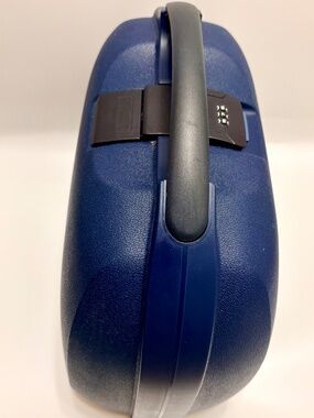 Vintage 1990 Samsonite Epsilon Navy Train Vanity Case, Make-up Travel Case
